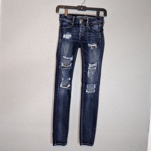 Distressed American Eagle Low Rise Jeggings